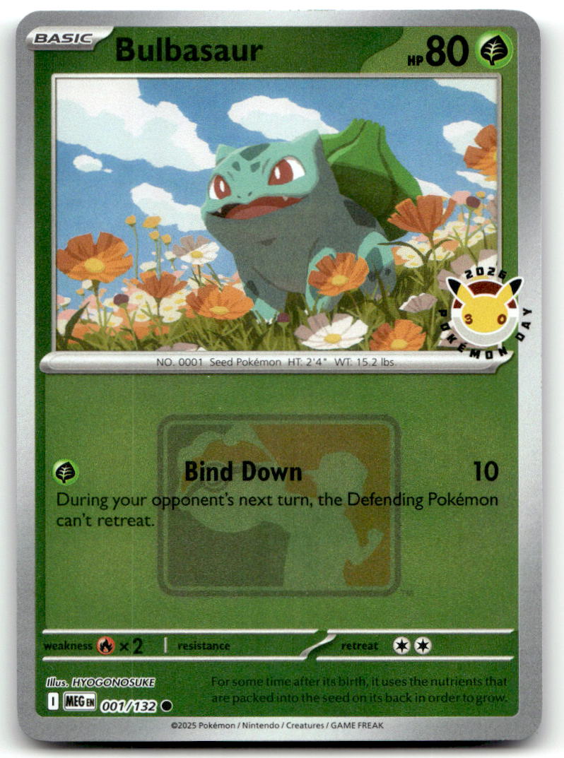 Bulbasaur (Pokemon Day 2026) MCAP 001/132 NM