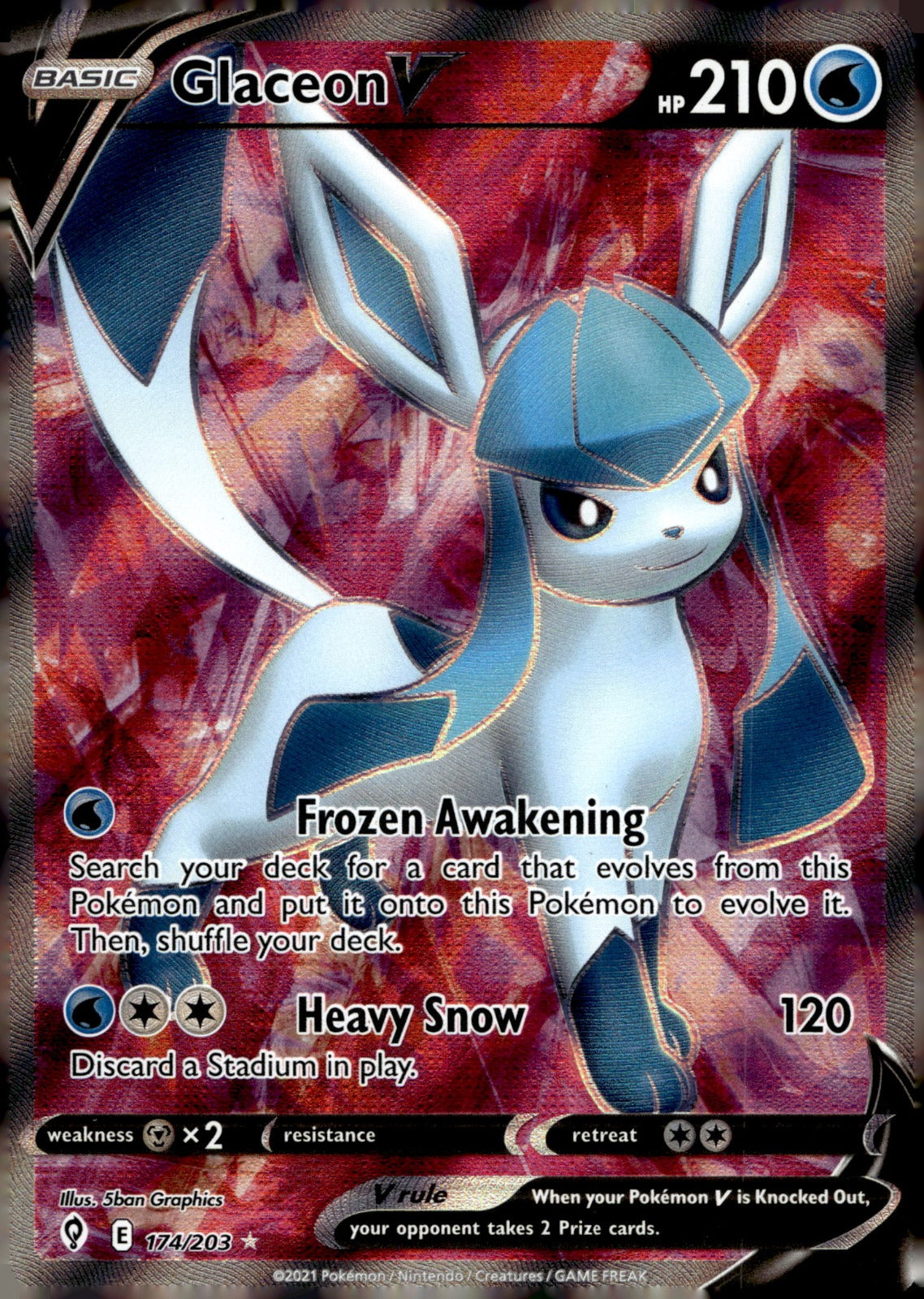 Glaceon V (Full Art) SWSH07 174/203 NM