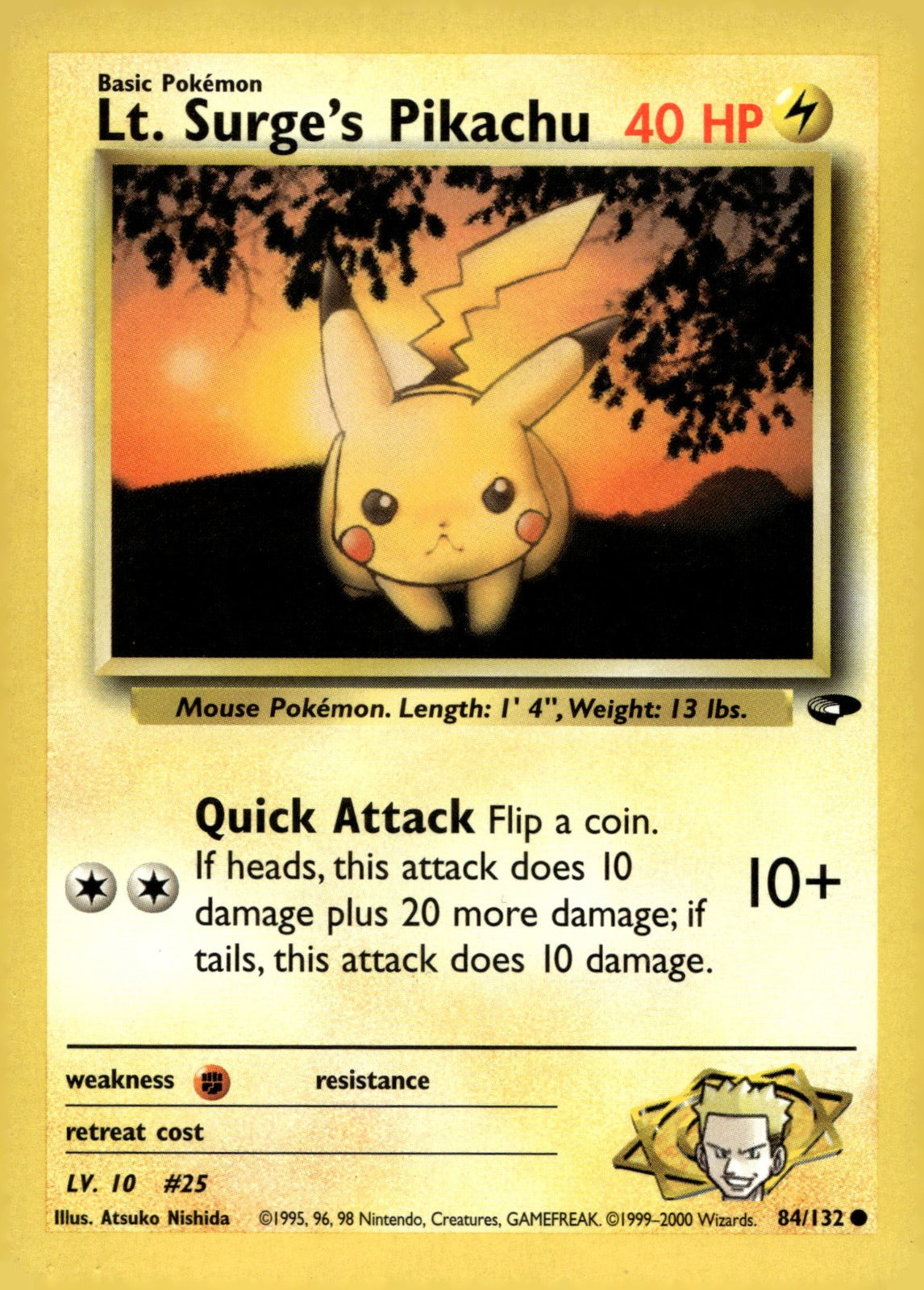Lt. Surge's Pikachu G2 084/132 LP