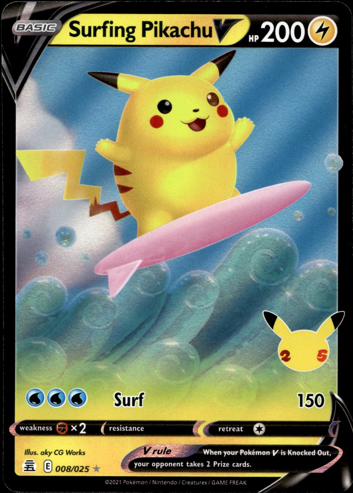 Surfing Pikachu V CLB 008/025 NM