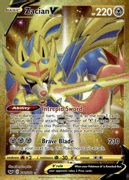 Zacian V (Secret) SWSH01 211/202 NM