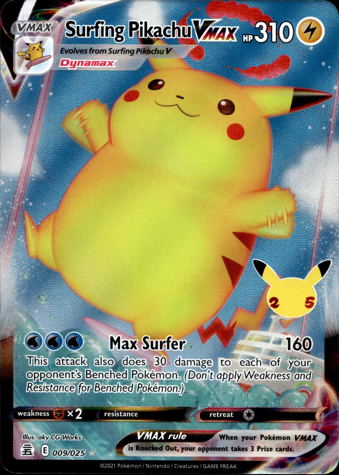 Surfing Pikachu VMAX CLB 009/025 NM