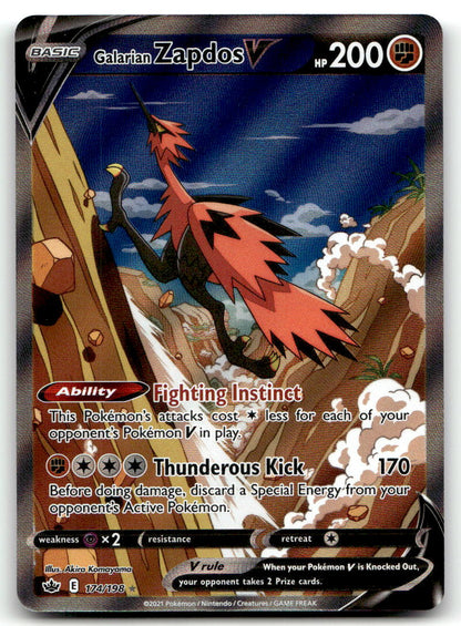 Galarian Zapdos V (Alternate Full Art) SWSH06 174/198 NM