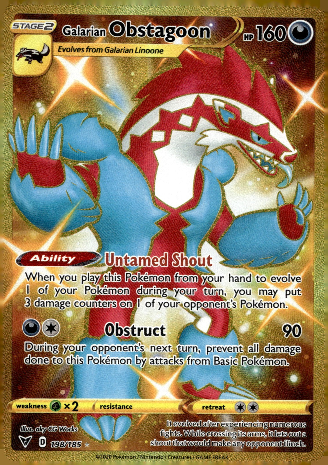 Galarian Obstagoon (Secret) SWSH04 198/185 NM