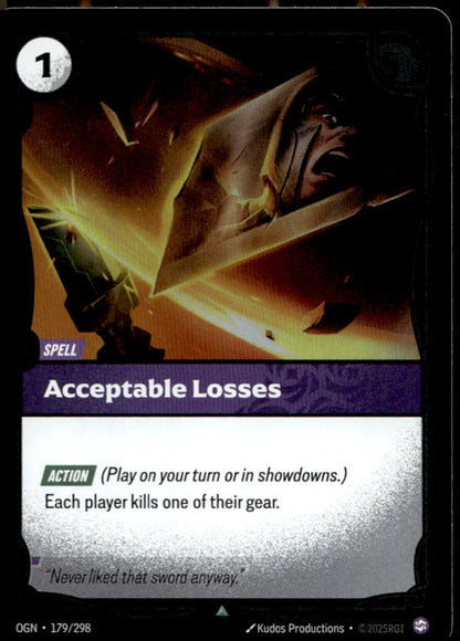 Acceptable Losses OGN 179/298 Uncommon NM