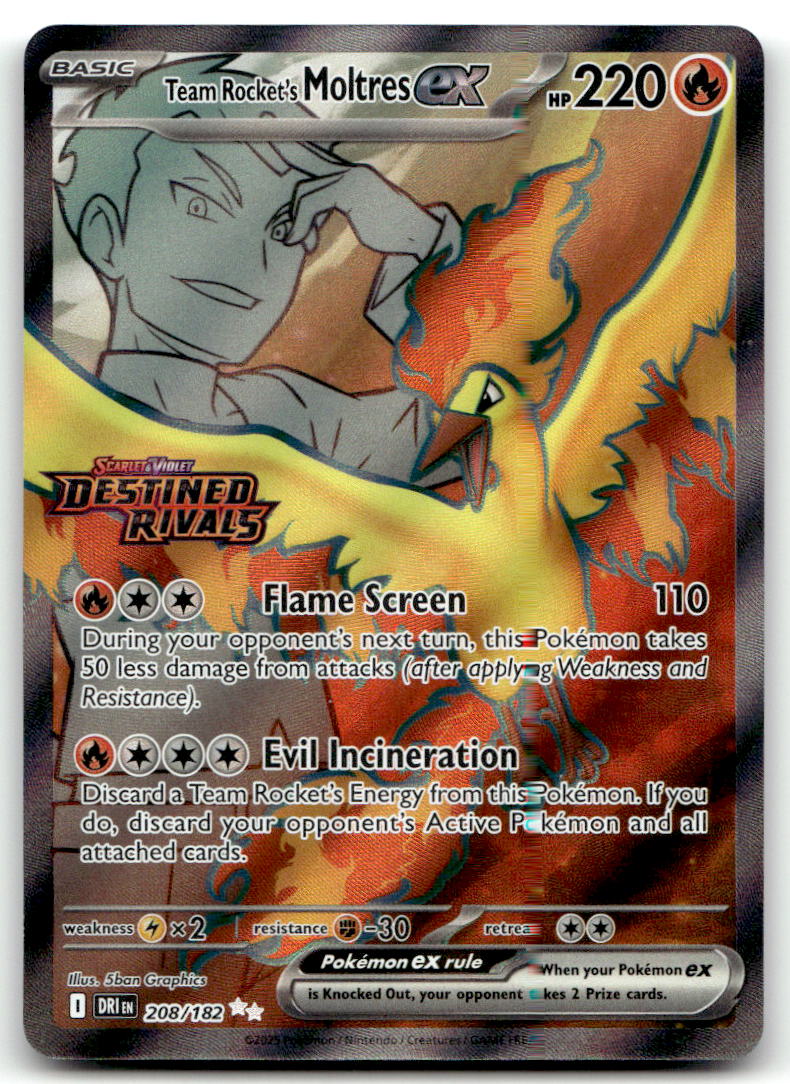 Team Rocket's Moltres ex (Destined Rivals Stamp) MCAP 208/182 NM