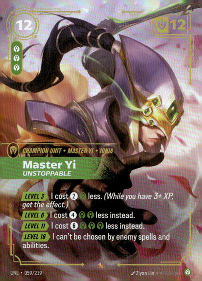 Master Yi, Unstoppable UNL 059/219 Epic NM