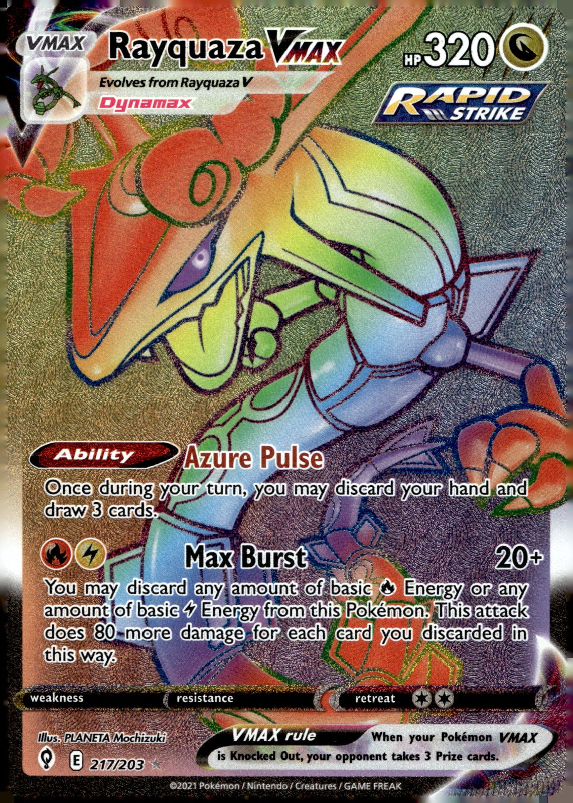 Rayquaza VMAX (Secret) SWSH07 217/203 NM