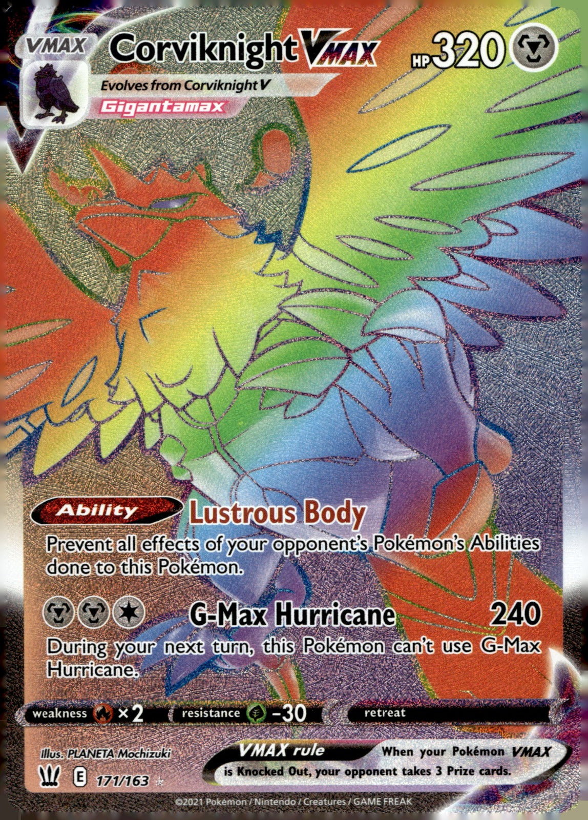 Corviknight VMAX (Secret) SWSH05 171/163 NM