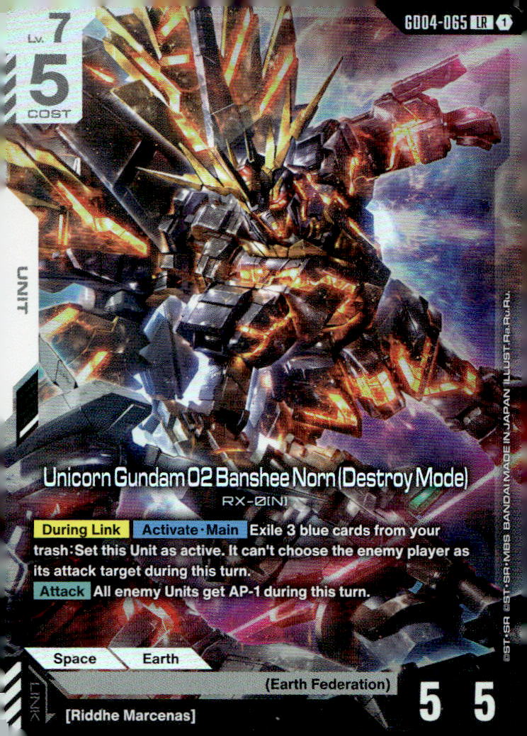 Unicorn Gundam02 Banshee Norn (DestroyMode) Legend Rare Phantom Aria GD04-065 NM