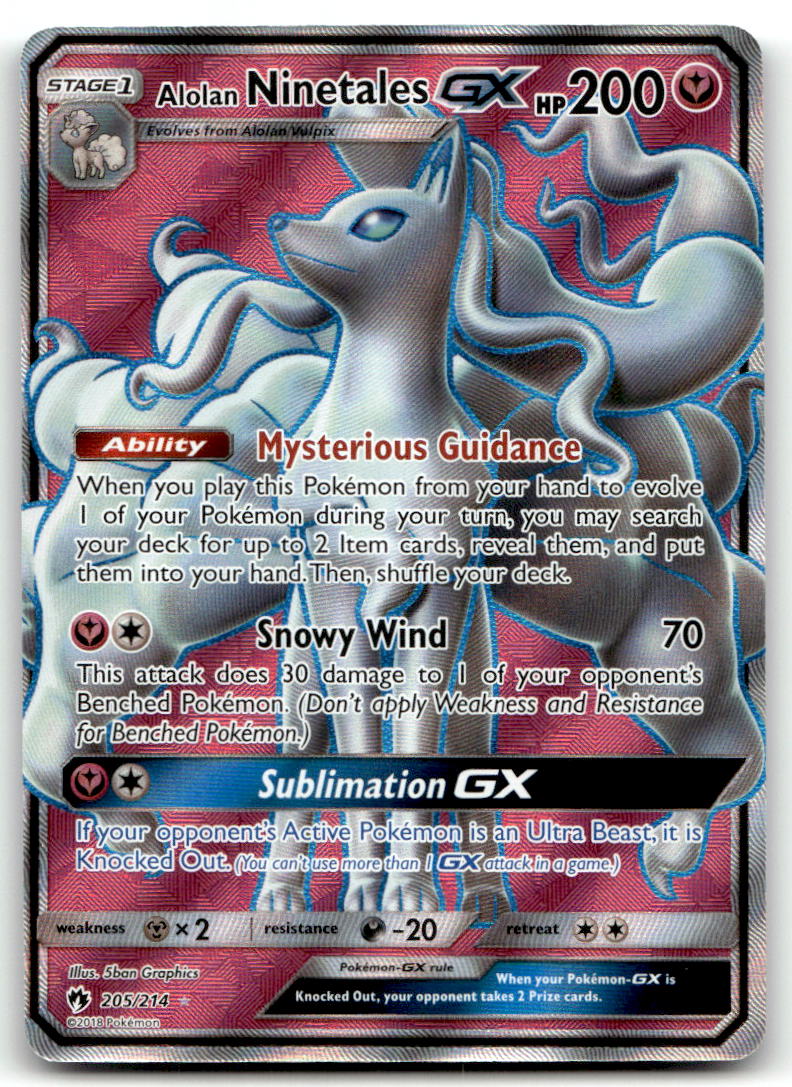 Alolan Ninetales GX (Full Art) SM8 205/214 NM