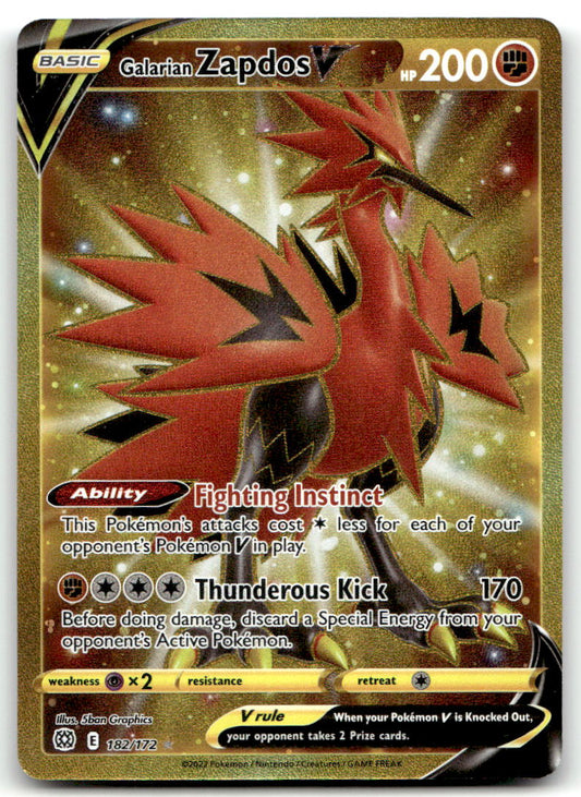 Galarian Zapdos V (Secret) SWSH09 182/172 NM