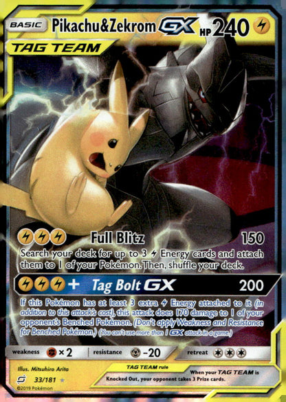 Pikachu & Zekrom GX SM9 33/181 LP
