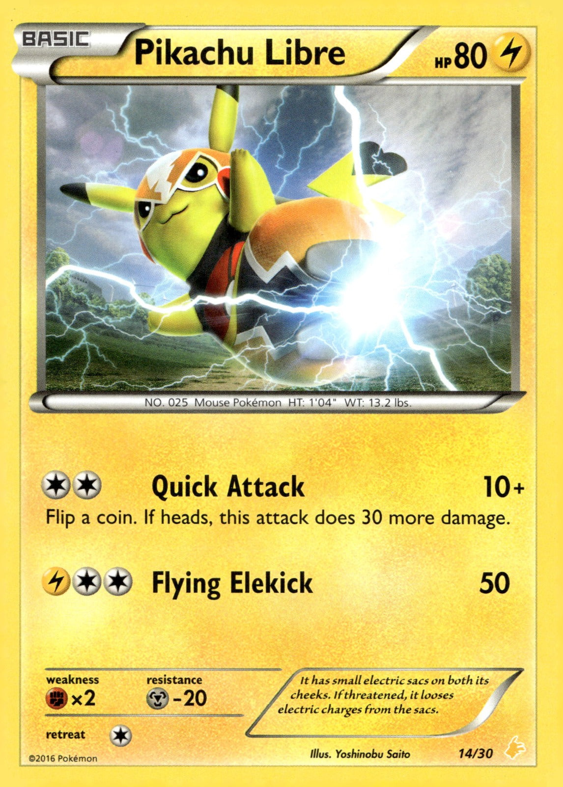 Pikachu Libre (14 - Non-Holo) PR 14/30 MP
