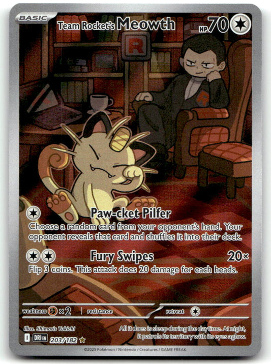 Team Rocket's Meowth DRI 203/182 NM