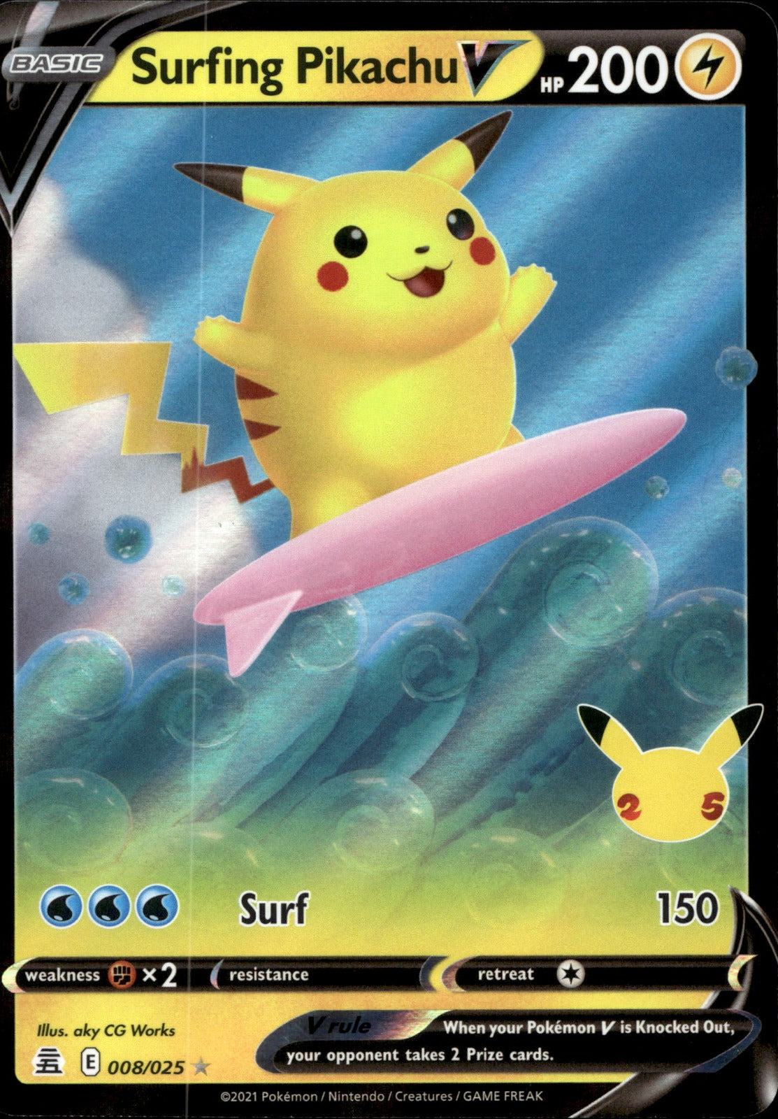 Surfing Pikachu V CLB 008/025 NM