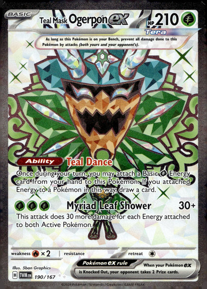 Teal Mask Ogerpon ex TWM 190/167 NM