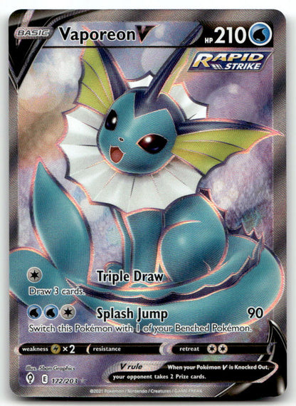 Vaporeon V (Full Art) SWSH07 172/203 NM