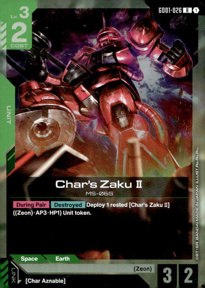Char's Zaku II Holo Rare Newtype Rising GD01-026 NM