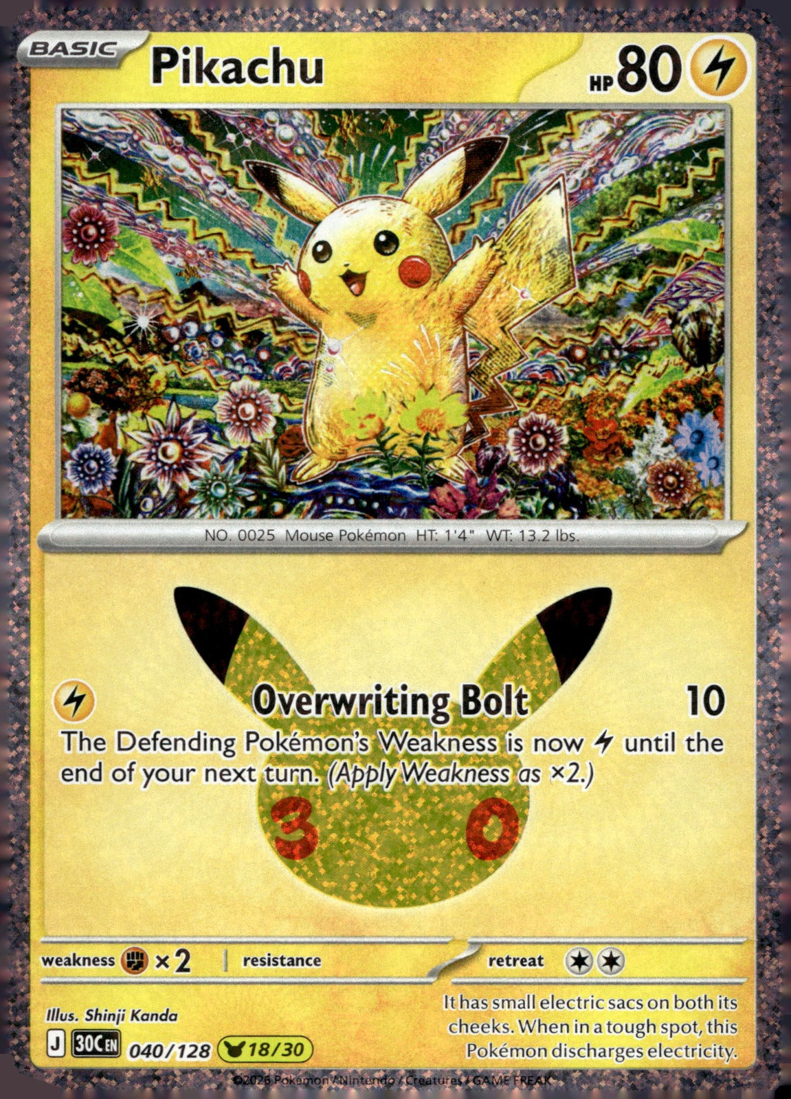 Pikachu 30C 040/128 NM