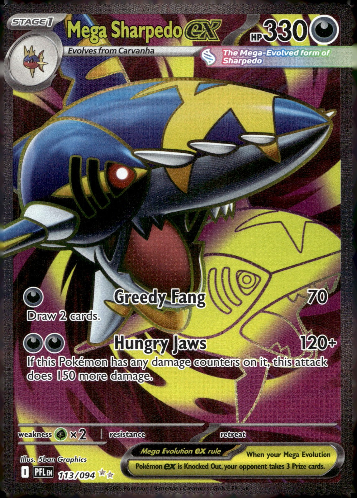 Mega Sharpedo ex PFL 113/094 NM