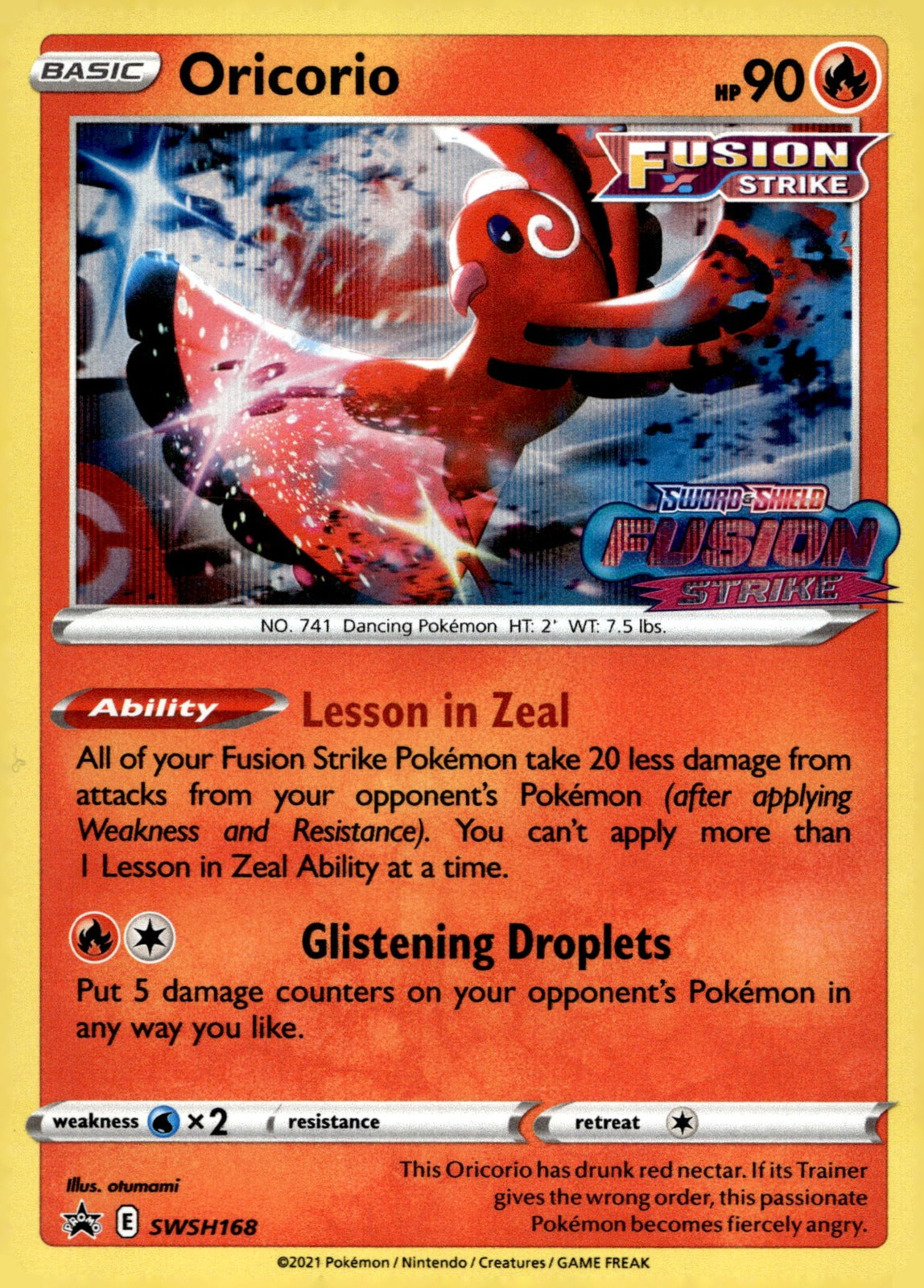 Oricorio (Prerelease) SWSD SWSH168 NM