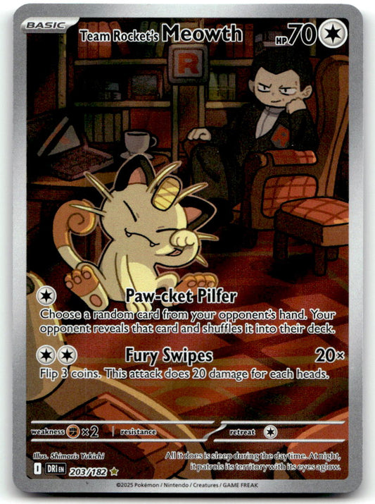 Team Rocket's Meowth DRI 203/182 NM